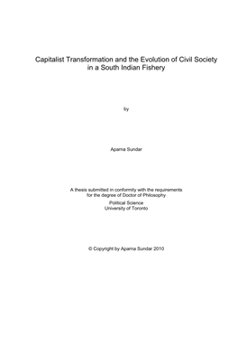 Capitalist Transformation and the Evolution of Civil Society in a South Indian Fishery
