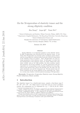 On the M-Eigenvalues of Elasticity Tensor and the Strong Ellipticity