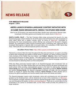 49Ers Launch Spanish-Language Content