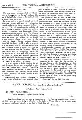 “ the Tropical Agriculturist. ”