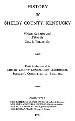 History Shelby County, Kentucky