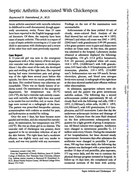 Septic Arthritis Associated with Chickenpox J Am Board Fam Pract: First Published As 10.3122/Jabfm.4.6.457 on 1 November 1991