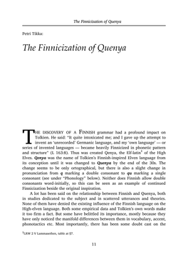 The Finnicization of Quenya