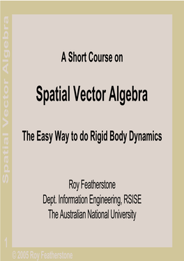 Spatial Vector Algebra