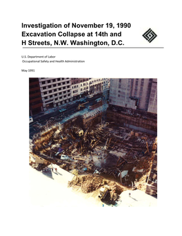 Investigation of November 19, 1990 Excavation Collapse at 14Th and H Streets, N.W