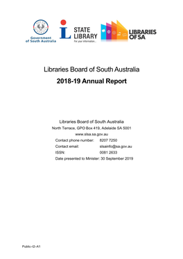 Libraries Board of South Australia 2018-19 Annual Report