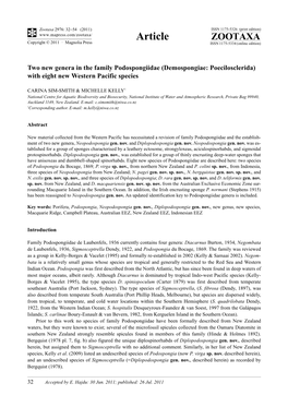 Two New Genera in the Family Podospongiidae (Demospongiae: Poecilosclerida) with Eight New Western Pacific Species