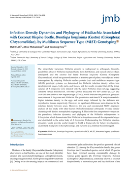 Infection Density Dynamics and Phylogeny of Wolbachia Associated with Coconut Hispine Beetle, Brontispa Longissima