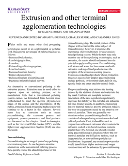 Extrusion and Other Terminal Agglomeration Technologies by GALEN J