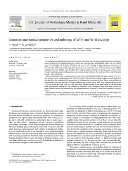 Structure, Mechanical Properties and Tribology of W–N and W–O Coatings