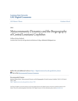 Metacommunity Dynamics and the Biogeography of Central Louisiana