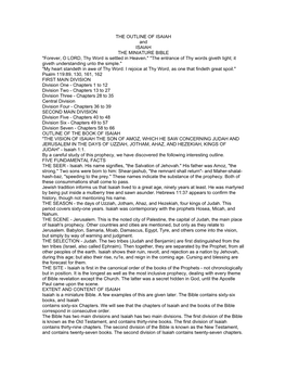 THE OUTLINE of ISAIAH and ISAIAH the MINIATURE BIBLE 