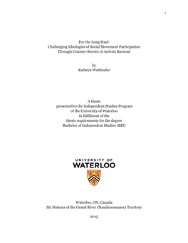 For the Long Haul: Challenging Ideologies of Social Movement Participation Through Counter-Stories of Activist Burnout