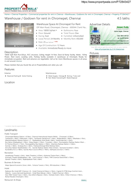 Warehouse / Godown for Rent in Chromepet