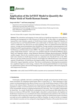 Application of the Invest Model to Quantify the Water Yield of North Korean Forests