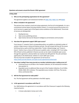 FAQS Around the Elsevier VSNU Agreement FINAL.Pdf