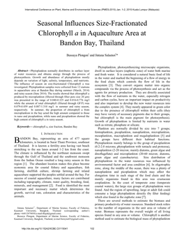 Seasonal Influences Size-Fractionated Chlorophyll a in Aquaculture Area at Bandon Bay, Thailand