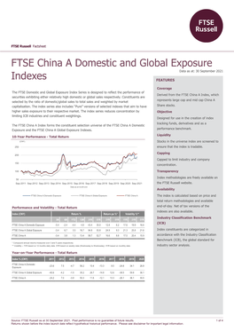 FTSE China a Domestic and Global Exposure Data As At: 30 September 2021