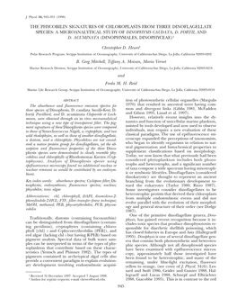 The Phycobilin Signatures of Chloroplasts from Three Dinoflagellate Species: a Microanalytical Study of Dinophysis Caudata, D