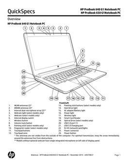 Quickspecs HP Probook 650 G1notebook PC