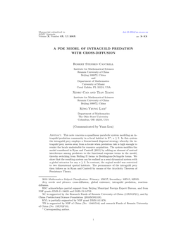 A Pde Model of Intraguild Predation with Cross-Diffusion