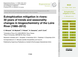 Eutrophication Mitigation in Rivers: C