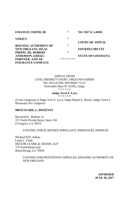 Document Generated from the Louisiana Court of Appeal, Fourth