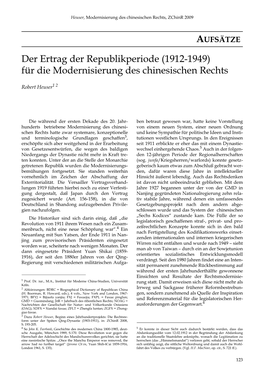 Der Ertrag Der Republikperiode (1912-1949) Für Die Modernisierung Des Chinesischen Rechts