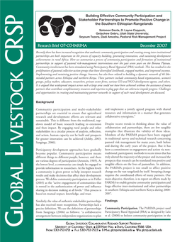 Building Effective Community Participation and Stakeholder Partnerships to Promote Positive Change in the Southern Ethiopian Rangelands