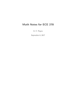 Math Notes for ECE 278