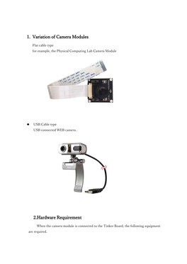 1. Variation of Camera Modules 2.Hardware Requirement