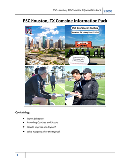 PSC Houston, TX Combine Information Pack 2020