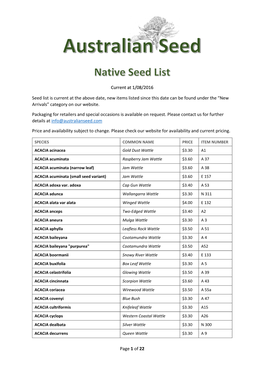 Native Seed List