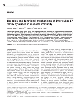 The Roles and Functional Mechanisms of Interleukin-17 Family Cytokines in Mucosal Immunity