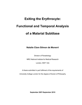 Functional and Temporal Analysis of a Malarial Subtilase