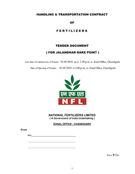 Handling & Transportation Contract of Fertilizers Tender Document