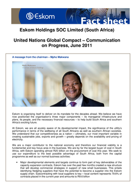 Eskom Holdings SOC Limited (South Africa) United Nations Global