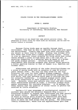 Colour Vision in the Procellariiformes (Note)