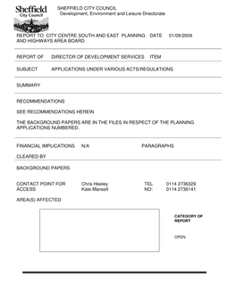 SHEFFIELD CITY COUNCIL Development, Environment and Leisure Directorate