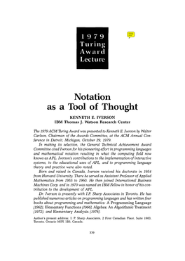 Notation As a Tool of Thought