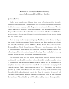 A History of Duality in Algebraic Topology James C