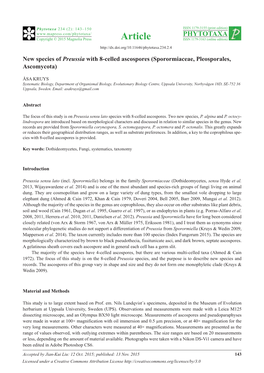 New Species of Preussia with 8-Celled Ascospores (Sporormiaceae, Pleosporales, Ascomycota)