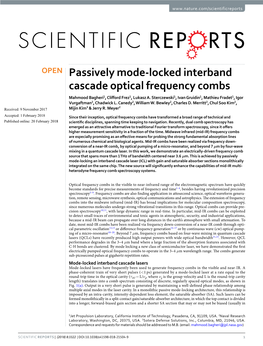 Passively Mode-Locked Interband Cascade Optical Frequency Combs Mahmood Bagheri1, Cliford Frez1, Lukasz A