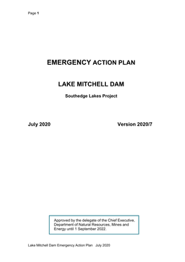 Lake Mitchell Dam Emergency Action Plan July 2020