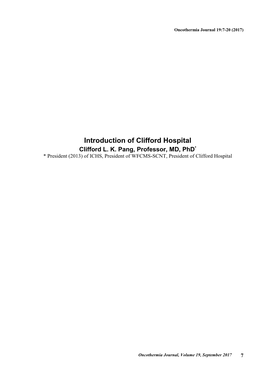 Introduction of Clifford Hospital Clifford L