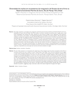 Diversidade De Aranhas Em Ecossistemas De Manguezal E De