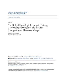 The Role of Hydrologic Regimes in Driving Morphologic Divergence and the Trait Compositions of Fish Assemblages Lindsey A