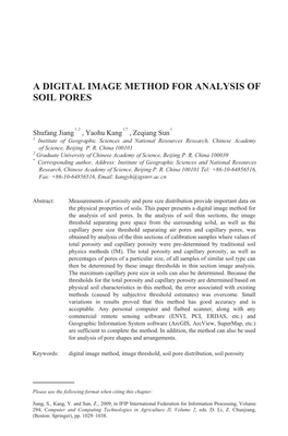 A Digital Image Method for Analysis of Soil Pores