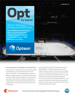 Opteon™ Refrigerant Provides Ice for NHL® Elite