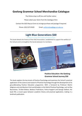 Geelong Grammar School Merchandise Catalogue Light Blue